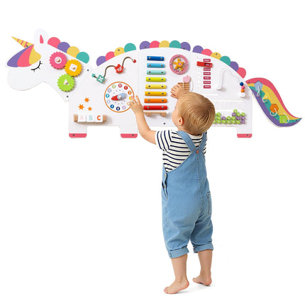 Costzon Unicorn Activity Wall Busy Board Wall-Mounted Toddler Learning Activity Center