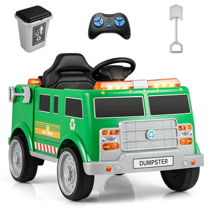 Costzon Ride on Garbage Truck, 12V Battery Powered Kids' Electric Vehicles w/Remote Control