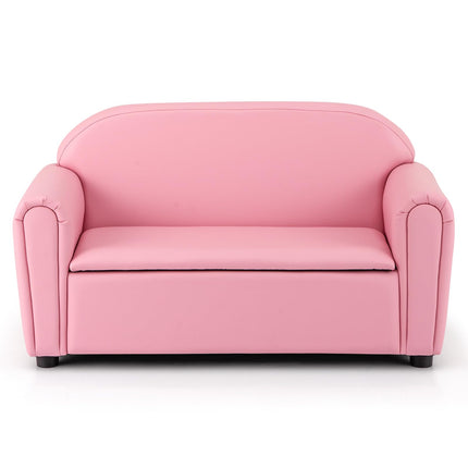 Costzon Kids Couch, 2 in 1 Double Seat Children's Sofa, Toddler Armrest Chair for Bedroom, Large Soft Kids Sofa