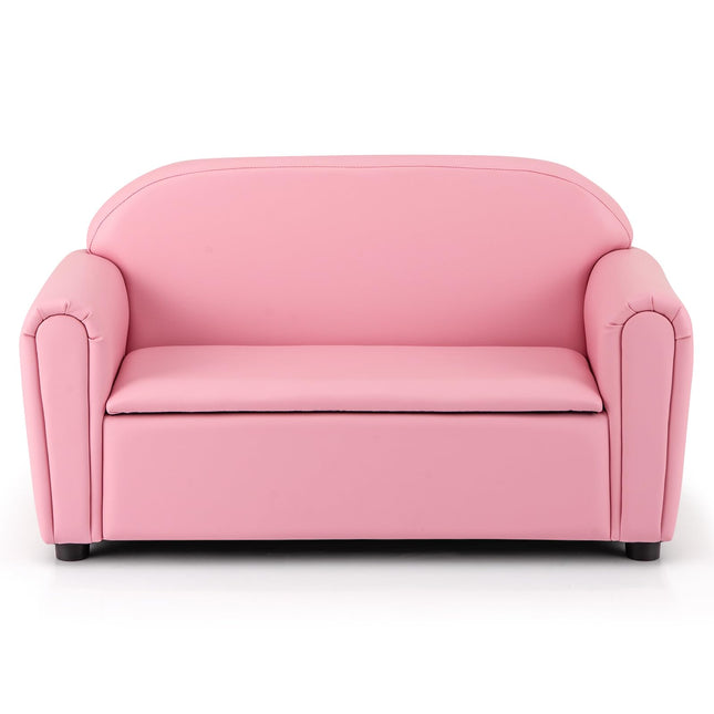 Costzon Kids Couch, 2 in 1 Double Seat Children's Sofa, Toddler Armrest Chair for Bedroom, Large Soft Kids Sofa