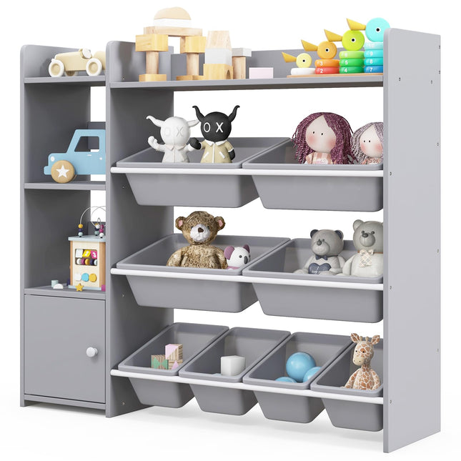 Costzon Kids Toy Storage Organizer, 4-Tier Kids Bookshelf with 8 Toy Organizer Bins