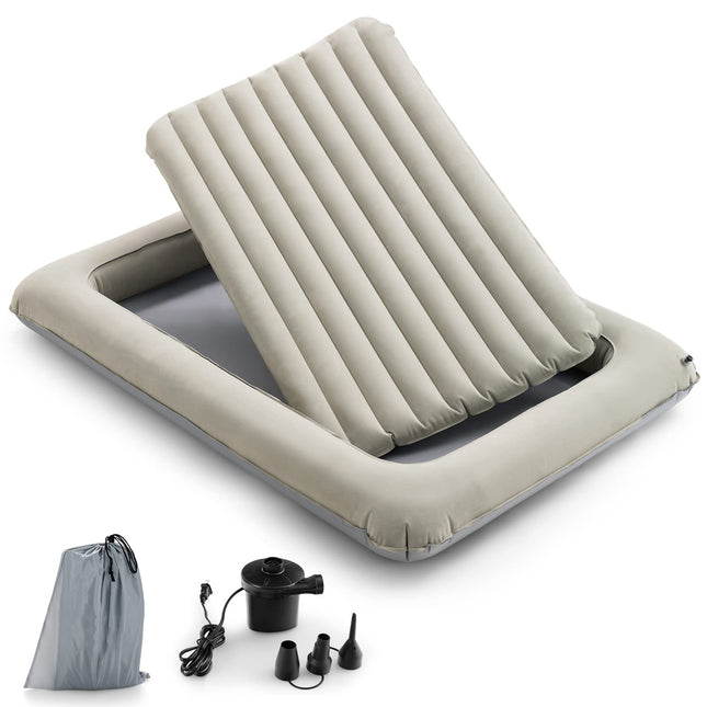 Costzon Toddler Travel Bed, Detachable Kids Air Mattress Set w/Electric Pump & Storage Bag