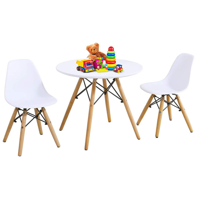 Costzon Kids Table and Chair Set, Kids Mid-Century Modern Style Table Set (Colorful/White, Table & 2/ 4 Chairs)