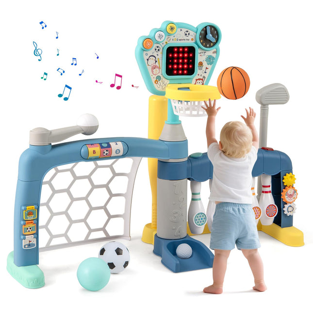 Costzon Toddler Basketball Hoop with Adjustable Height 5 in 1 Basketball Bowling