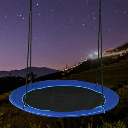 Costzon 40" Flying Saucer Tree Swing with LED Lights for Kids Adults, Saucer Swing with Adjustable Multi-strand Hanging Ropes