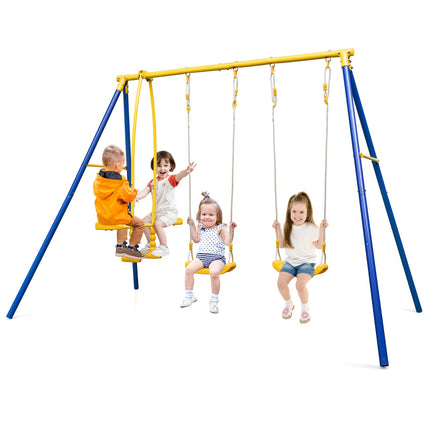 Costzon 440 lbs Swing Set for Backyard, 2-in-1 Heavy Duty Extra Large Metal Swing Frame