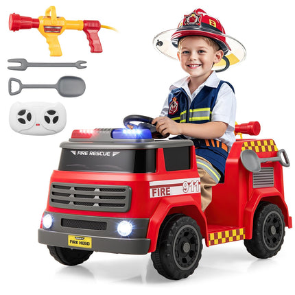 Costzon  12V Battery Powered Fire Car Toy with Water Gun & Tank
