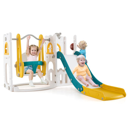 Costzon 7 in 1 Toddle Swing and Slide Set Freestanding Toddler Slide Playset