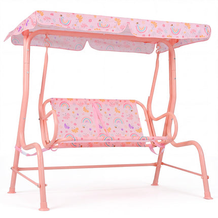 Costzon Patio Swing,All-Weather Porch Swing w/Safety Belt, 2 Seats Outdoor Lounge Chair Hammock