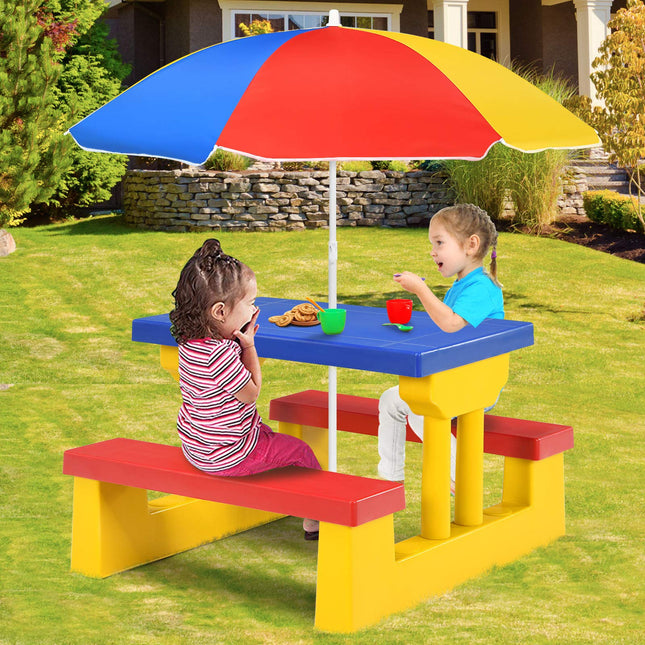 Costzon Kids Outdoor Table and Chair Sets with Removable Umbrella