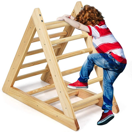 Costzon Kids Climbing Triangle Ladder, Wooden Triangle Climber with Climbing Ladder for Toddlers