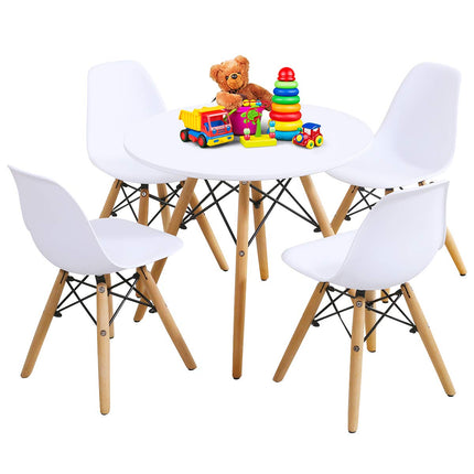 Costzon Kids Table and Chair Set, Kids Mid-Century Modern Style Table Set (Colorful/White, Table & 2/ 4 Chairs)