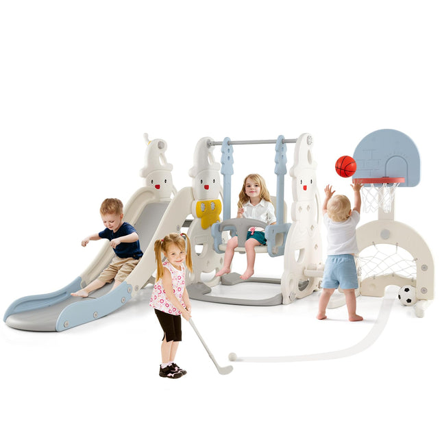 Costzon Toddler Swing and Slide Set 7 in 1 Toddler Slide for Kids