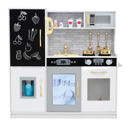 Costzon Kids Kitchen Playset, Wooden Kitchen Toy Set, Pretend Play Kitchen for Toddlers