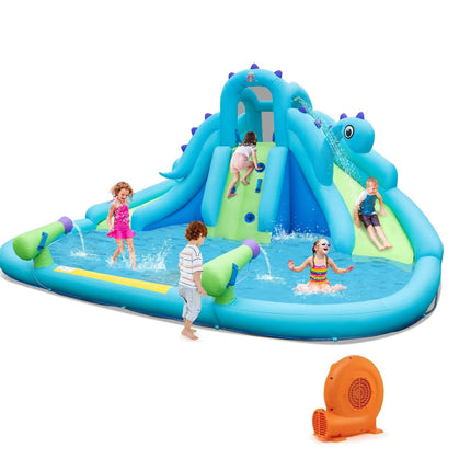 BOUNTECH Inflatable Water Slide, Dinosaur Kids Mega Waterslide Park for Outdoor w/Dual Slides for Racing Fun