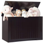 Costzon Wooden Toy Box Storage Chest, Kids Storage Bench w/ Safety Hinge & Cutout