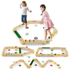 Costzon Montessori Wooden Balance Beam Step Stones, Kids Gymnastics Obstacle Course Balance Board Playset