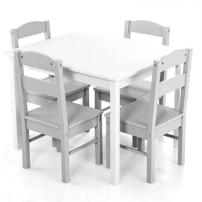 Costzon Kids Table and Chair Set 5 Piece Wood Activity & Chairs for Arts