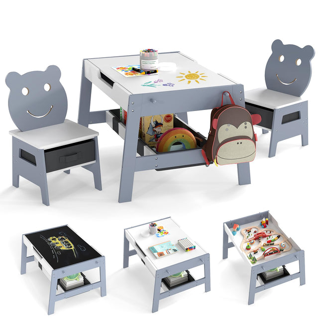 Costzon Kids Table and Chairs Multifunctional Art Desk Set (27.5” x 24” x 18”)