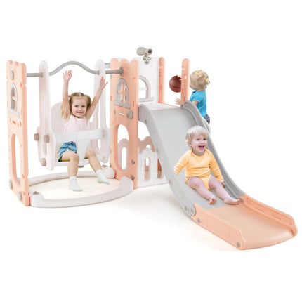 Costzon 7 in 1 Toddle Swing and Slide Set Freestanding Toddler Slide Playset