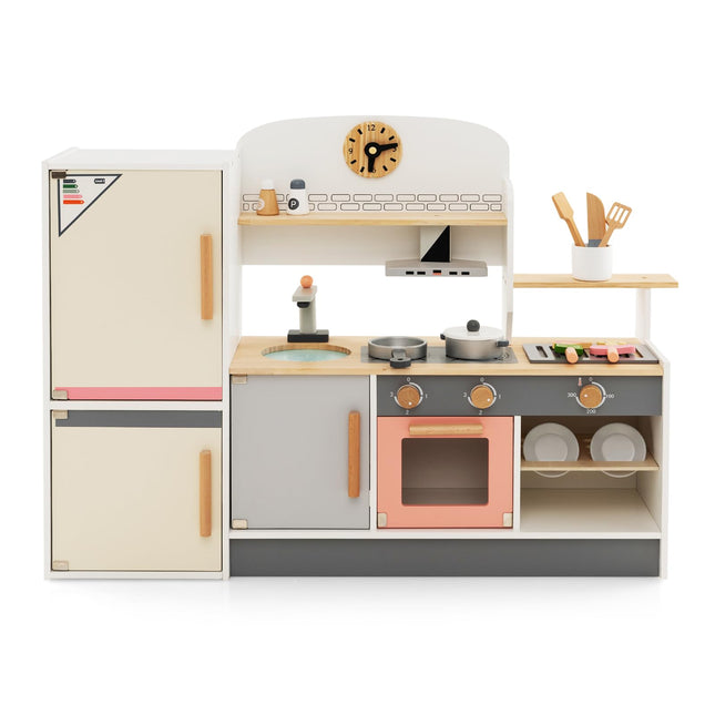 Costzon Kids Kitchen Playset Pretend Play Kitchen with Refrigerator