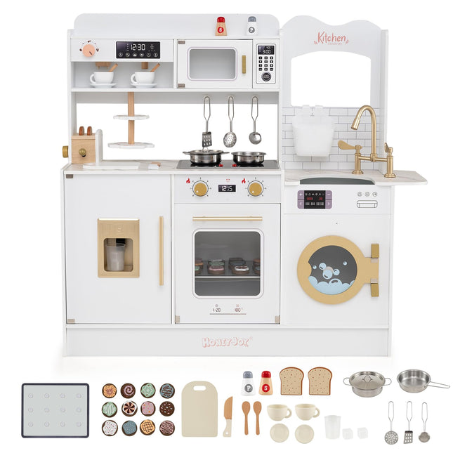 Costzon Kids Kitchen Playset Toddler Wooden Pretend Playset