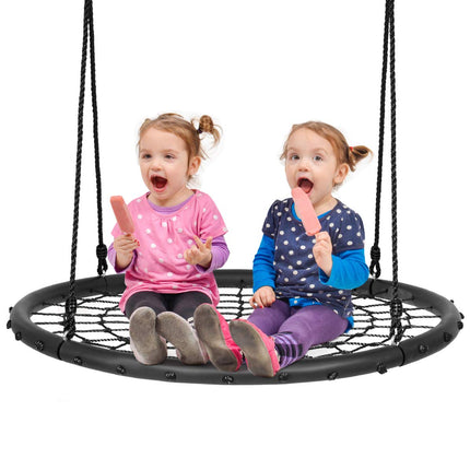 Costzon 40'' Spider Web Tree Swing Set, Kids Outdoor Round Net Swing Platform Rope Swing