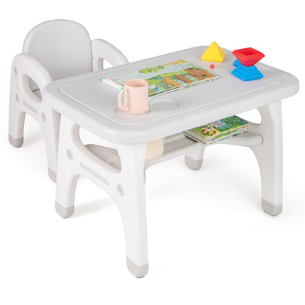 Costzon Kids Table and Chair Set w/Montessori Toys, Kids Activity Table w/Storage Shelf