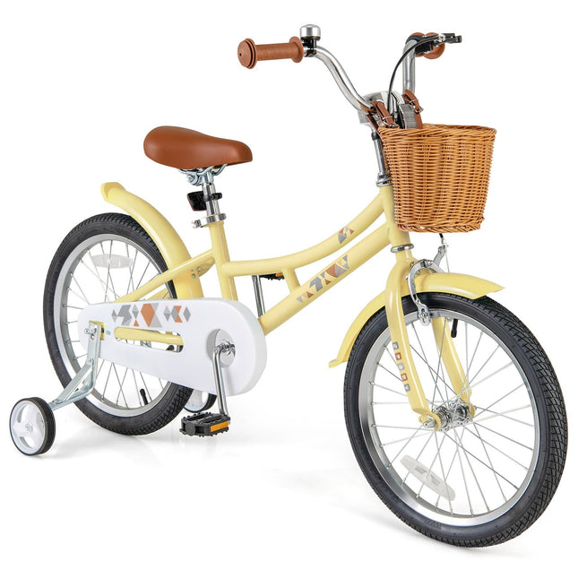 Costzon Kids Bike, 18 Inch Retro Child Bike for 3-8 Years Old w/Adjustable Height