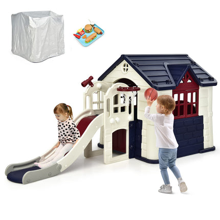 Costzon Kids Playhouse and Slide Set, Blue