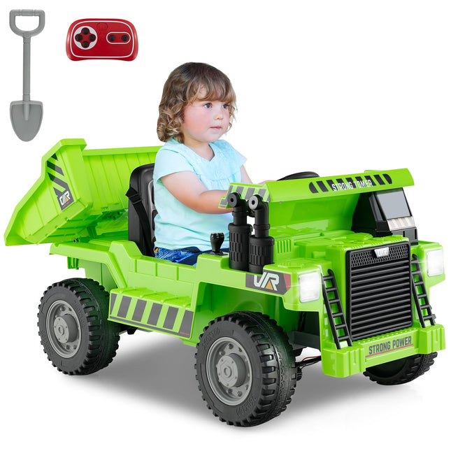 Costzon Kids Ride on Dump Truck, 12V Ride on Car w/Remote Control, Construction Vehicle for Kids