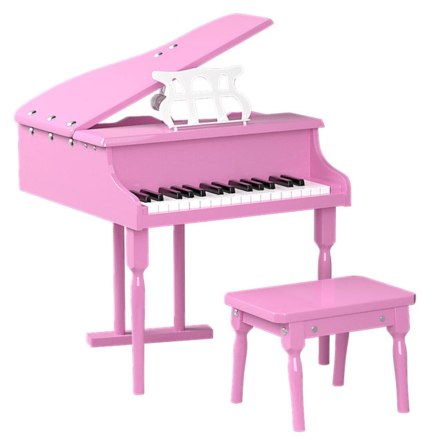 30 Keys Wood Toy Grand Piano with Music Stand and Bench - Costzon