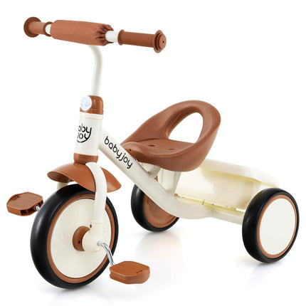 BABY JOY Toddler Tricycle, Kids Trike with Adjustable Seat and Storage Basket for Boys Girls Indoor and Outdoor Riding