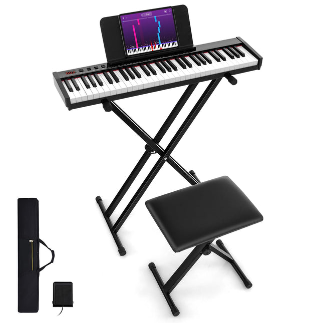 Costzon 61 Key Keyboard Piano, Portable Electric Piano Keyboard for Beginners with Semi-weighted Keys