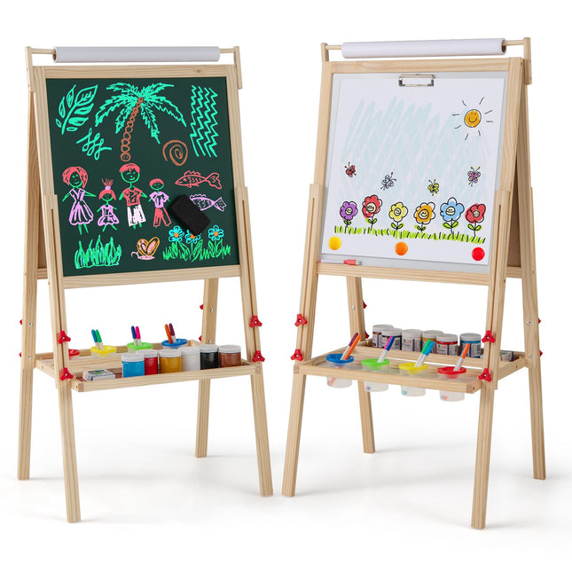 Costzon Double Sided Kids Art Easel with Magnetic Whiteboard