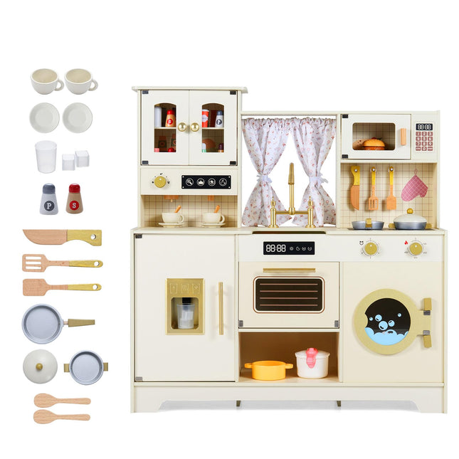 Costzon Wooden Toy Kitchen Playset w/Ice Maker