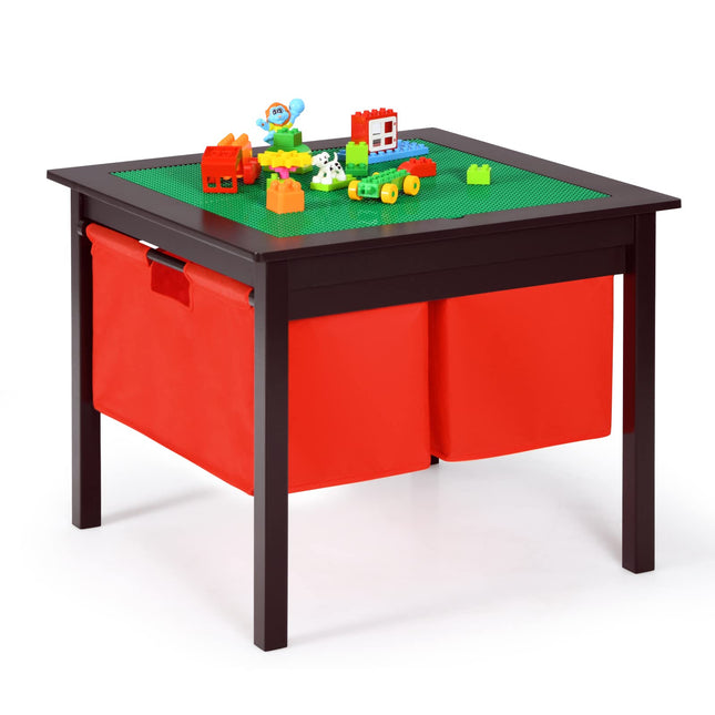 Costzon Kids Table, Children Wooden Activity Table w/Storage Drawers, 2 in 1 Building Block Tabletop