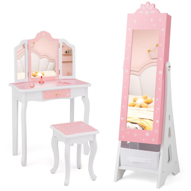 Costzon Kids Vanity & Jewelry Armoire Cabinet