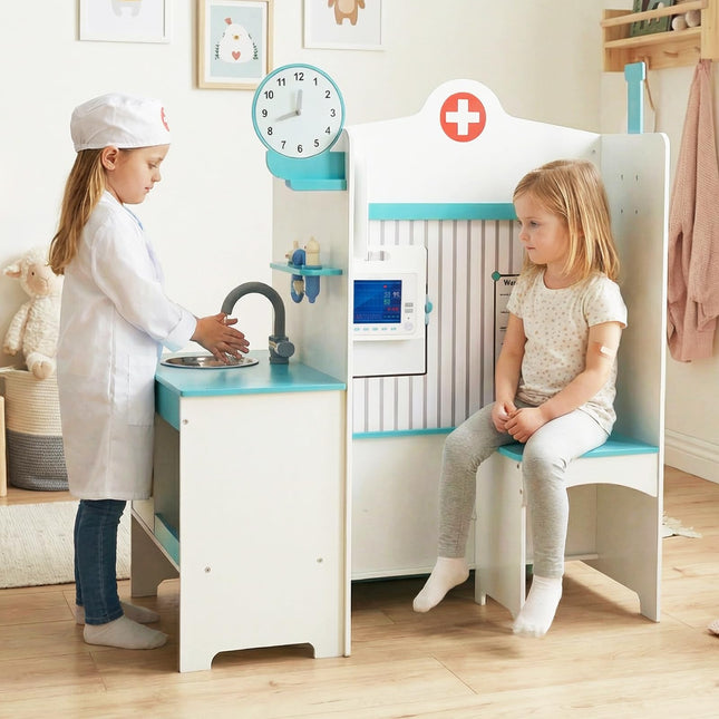 Costzon Wooden Doctor Playset Multi-Sided Pretend Play Doctor's Office