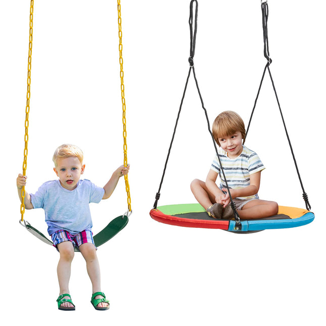Costzon 660lbs Metal Swing Sets for Backyard, Heavy Duty Full Steel Swing Frame with 2 Swing Set
