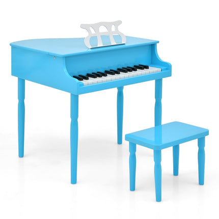 Costzon Classical Kids Piano, 30 Keys Wood Toy Grand Piano with Music Stand and Bench