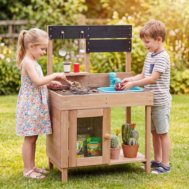 Costzon Little Chef Mud Kitchen for Kids Outdoor