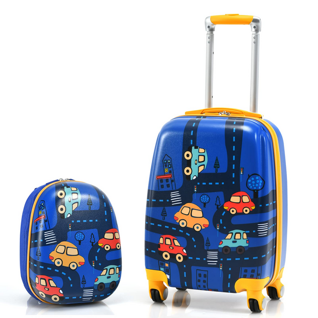 BABY JOY 2 PC Kids Carry On Luggage Set, 12" Backpack & 18" Toddler Suitcase