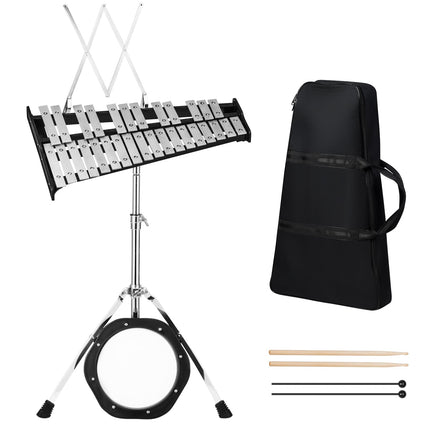 Costzon 30 Notes Glockenspiel Xylophone Bell Kit, Xylophone Percussion Instrument with Height Adjustable Stand