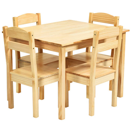 Costzon Kids Table and Chair Set, 5 Piece Wood Activity Table & Chairs