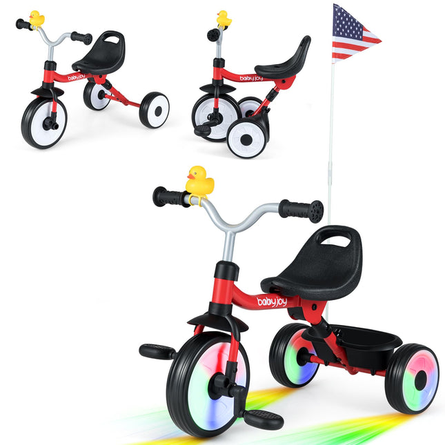Costzon Toddler Bike Folding Kids Tricycle w/Glowing Wheels