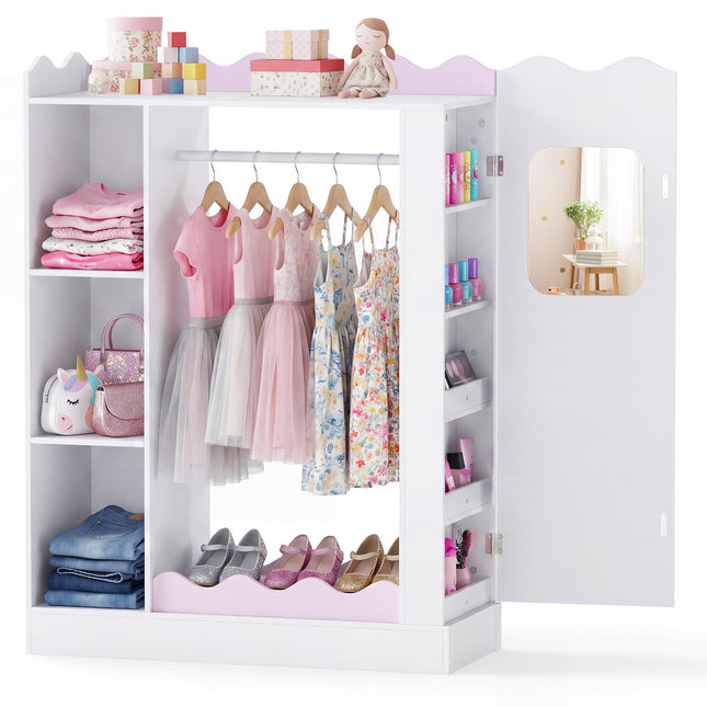 Costzon Kids Dress Up Storage with Mirror