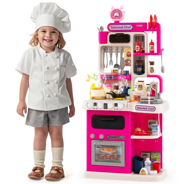 Costzon Kids Kitchen Playset | Little Chef Pretend Kitchenette Set w/Light (Single Side)