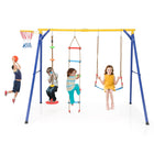 Costzon 660 lbs Swing Sets for Backyard, 4-in-1 Heavy Duty Large Metal Swing Frame with Adjustable Swing