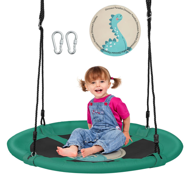 Costzon 40" Saucer Tree Swing for Kids, Flying Saucer Swing with 2 Carabiners, Adjustable Ropes, Waterproof 900D Oxford Cloth, Round Swing